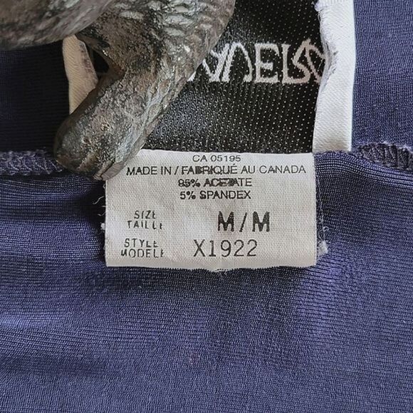 Vtg royal blue fine rib high rise wide leg pants - Picture 3 of 11